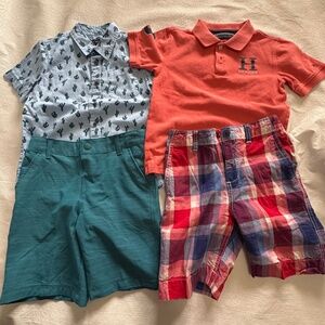 Bundle Vibrant Kids Matching Set with Orange Polo and Plaid Shorts